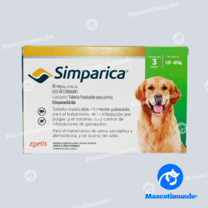 SIMPARICA 80 MG 20 A 40 KG 3 TABLETAS ZOETIS