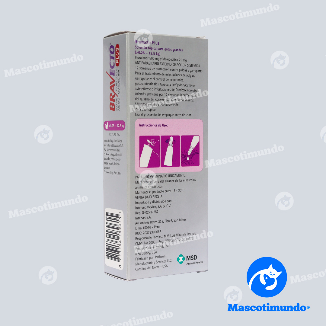 BRAVECTO PLUS 500 MG GATOS