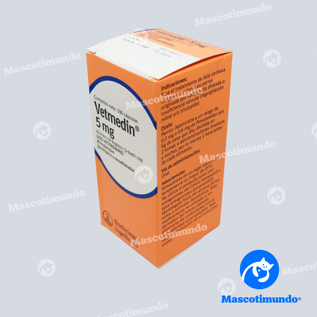 VETMEDIN 5 MG 100 CÁPSULAS INOTRÓPICO Y VASODILATADOR