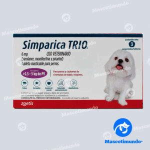 SIMPARICA TRIO 6 MG PARA PERROS > 2.5–5 KGS 3 TABLETAS (MORADO)