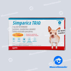 SIMPARICA TRIO 3 MG PARA PERROS >1.25 - 2.5 KG 1 TABLETA (AMARILLO)