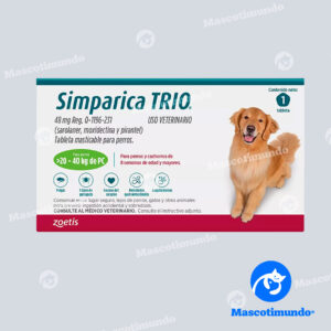 SIMPARICA TRIO 48 MG PARA PERROS >20 – 40 KG 1 TABLETA (VERDE)