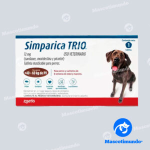 SIMPARICA TRIO 72 MG PARA PERROS >40 – 60 KG 1 TABLETA (CAFE)
