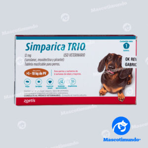 SIMPARICA TRIO 12 MG PARA PERROS >5 – 10 KG 1 TABLETA (CARAMELO)